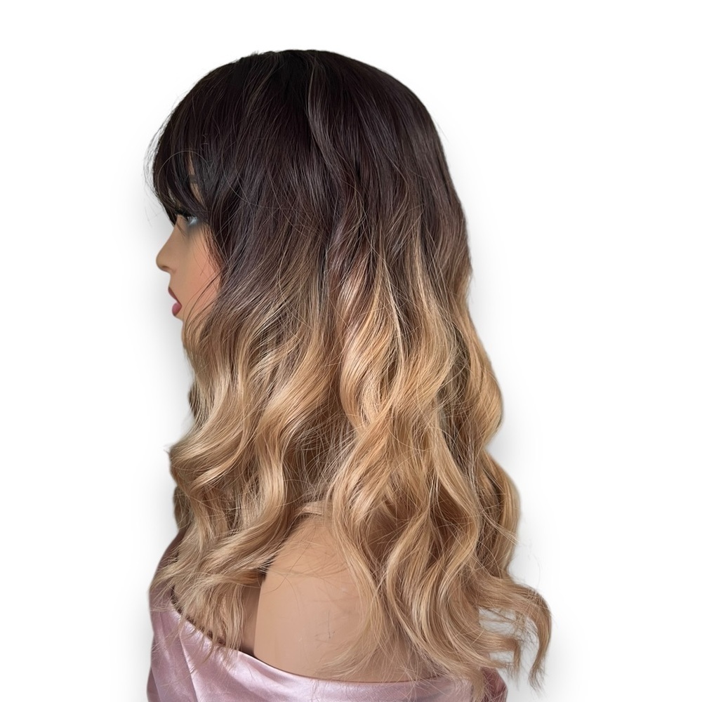 16 Inch ombre Brown To Honey Blonde wave Short Wig for Daily Use Natural… - Picture 4 of 9